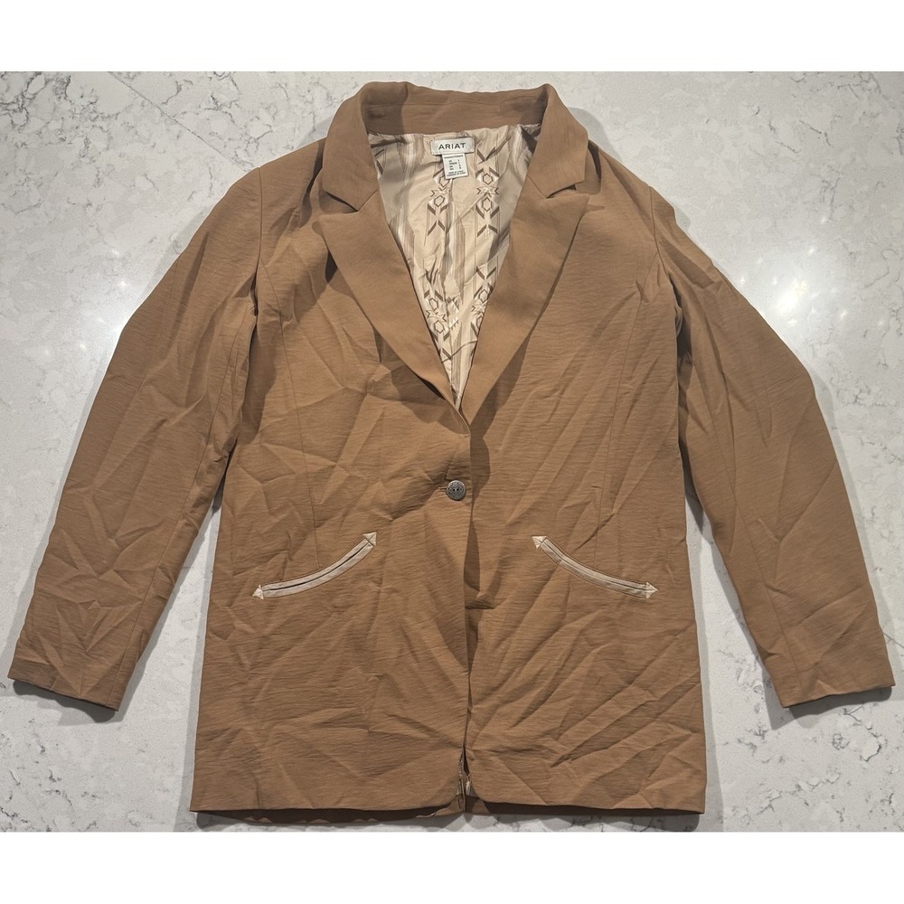 Ariat Trailblazer Blazer Jacket Women Large Camel Brown Western Aztec Cowgirl